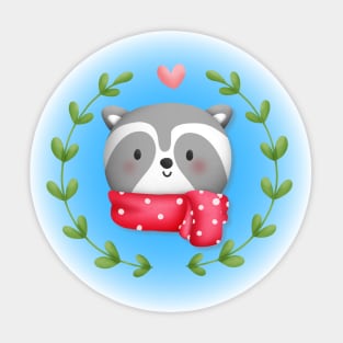 Cute Raccoon in a Red Scarf Sticker